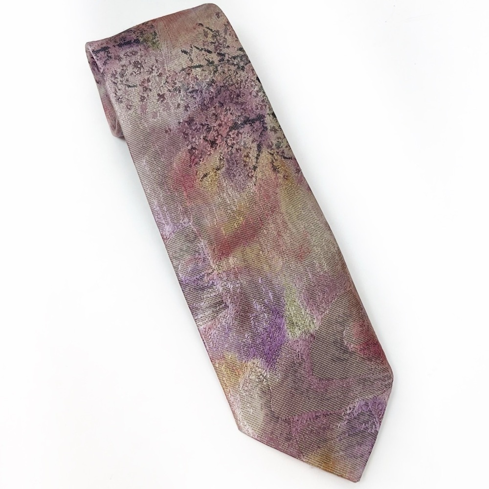 Vintage Oscar de la Renta Studio Men’s Watercolor Necktie Tie Pastel Abstract - Picture 1 of 11